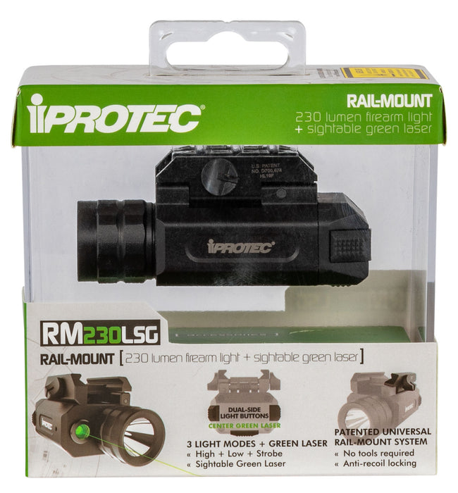 iProtec 6567 RM230LSG Rail-Mount Firearm Light & Laser  Black Anodized 46/230 Lumens White Light Cree LED Green Laser