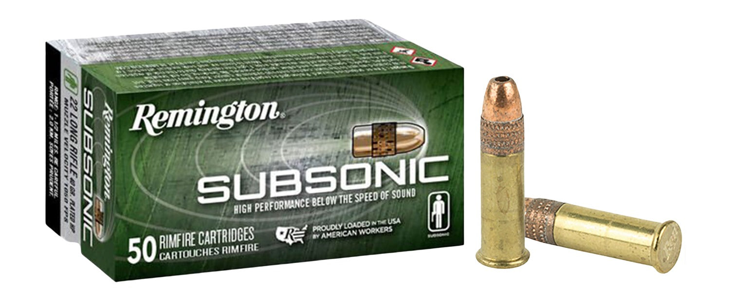 Remington Ammunition 21135 Subsonic Rimfire 22LR 40gr Plated Hollow Point 50 Per Box/100 Case