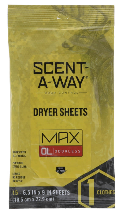 Scent-A-Way 07707 Max Dryer Sheets Odor Eliminator Odorless Scent Dryer Sheet 15 Per Pkg