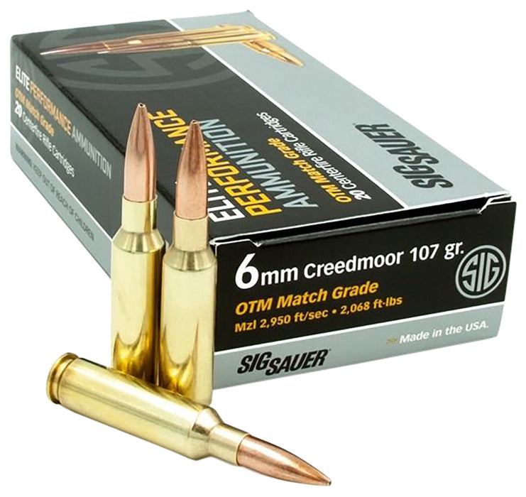 Sig Sauer E6MMCM220 Marksman Elite  6mm Creedmoor 107 gr 2950 fps Open Tip Match (OTM) 20 Bx/10 Cs