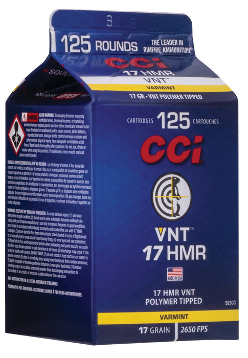 CCI 923CC Varmint  17 HMR 17 gr Varmint Tipped 125 Per Box/10 Cs