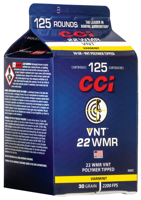 CCI 929CC Varmint  22 WMR 30 gr Varmint Tipped 125 Per Box/5 Cs
