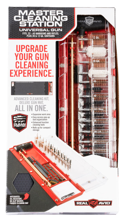 Real Avid AVMCSU Master Cleaning Station Universal Rifle/Shotgun Bronze/Nylon Bristles Black/Red