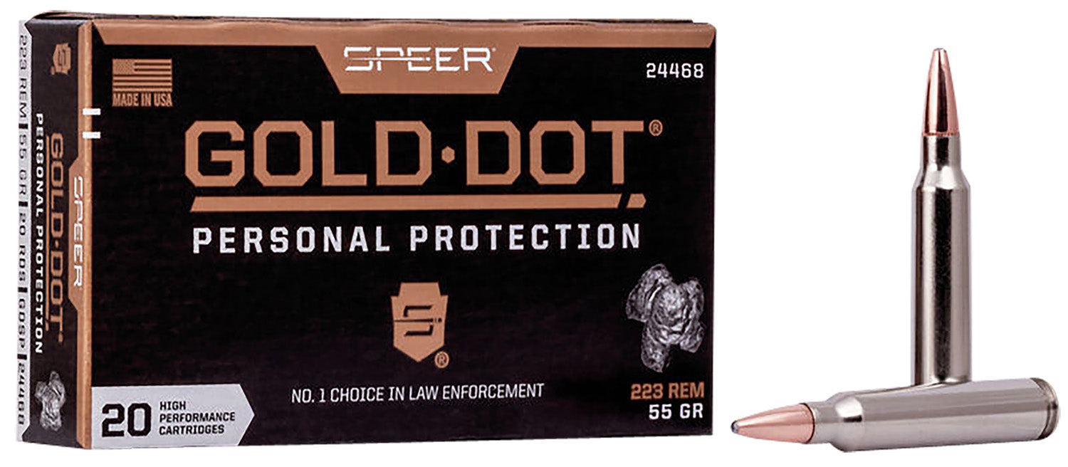 Speer 24468 Gold Dot Personal Protection 223 Rem 55 gr 3220 fps Soft Point (SP) 20 Bx/10 Cs