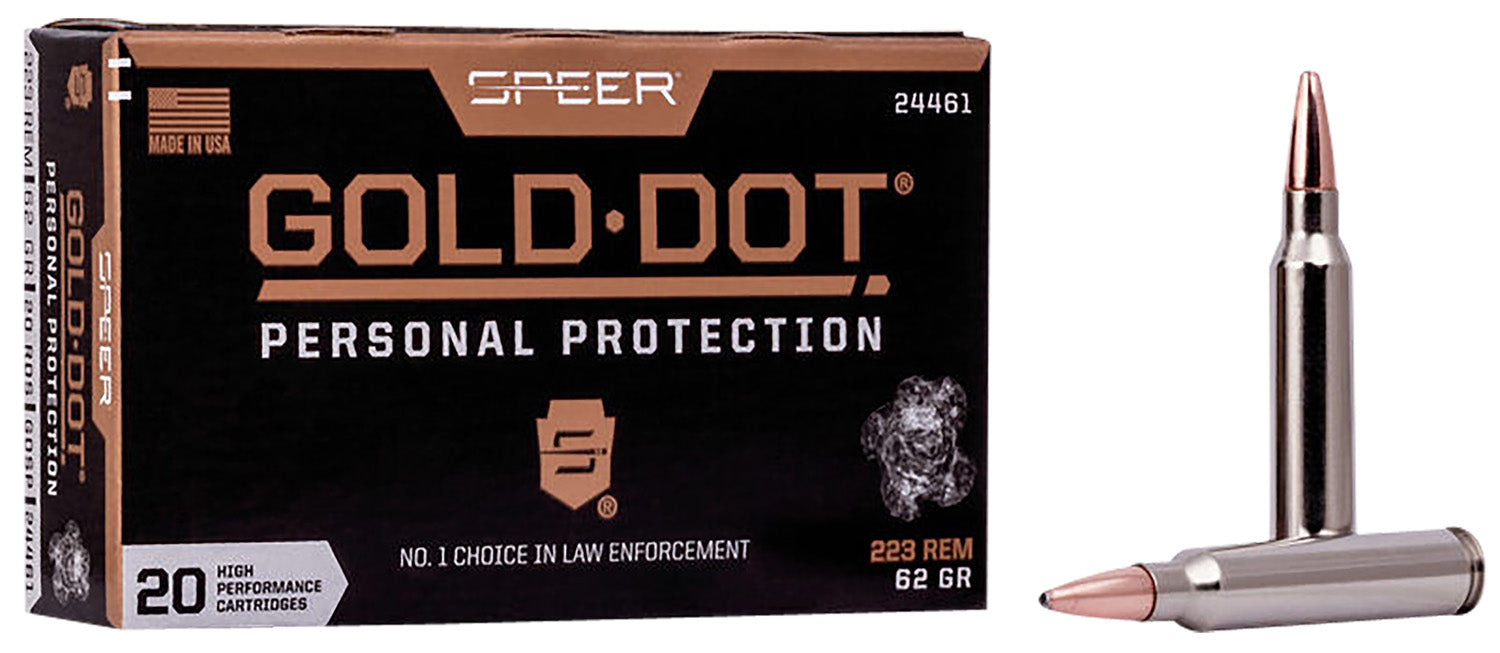 Speer 24461 Gold Dot Personal Protection 223 Rem 62 gr 3000 fps Soft Point (SP) 20 Bx/10 Cs