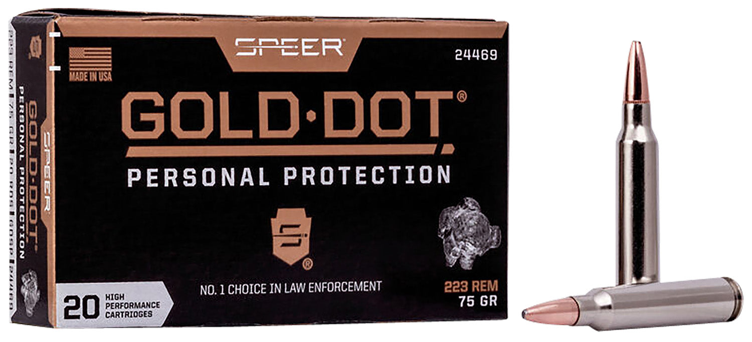 Speer 24469 Gold Dot Personal Protection 223 Rem 75 gr 2775 fps Soft Point (SP) 20 Bx/10 Cs