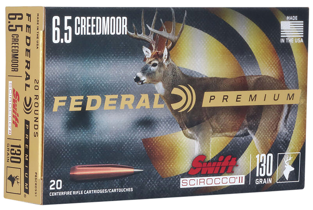 Federal P65CRDSS1 Premium  6.5 Creedmoor 130 gr Swift Scirocco II 20 Per Box/10 Cs