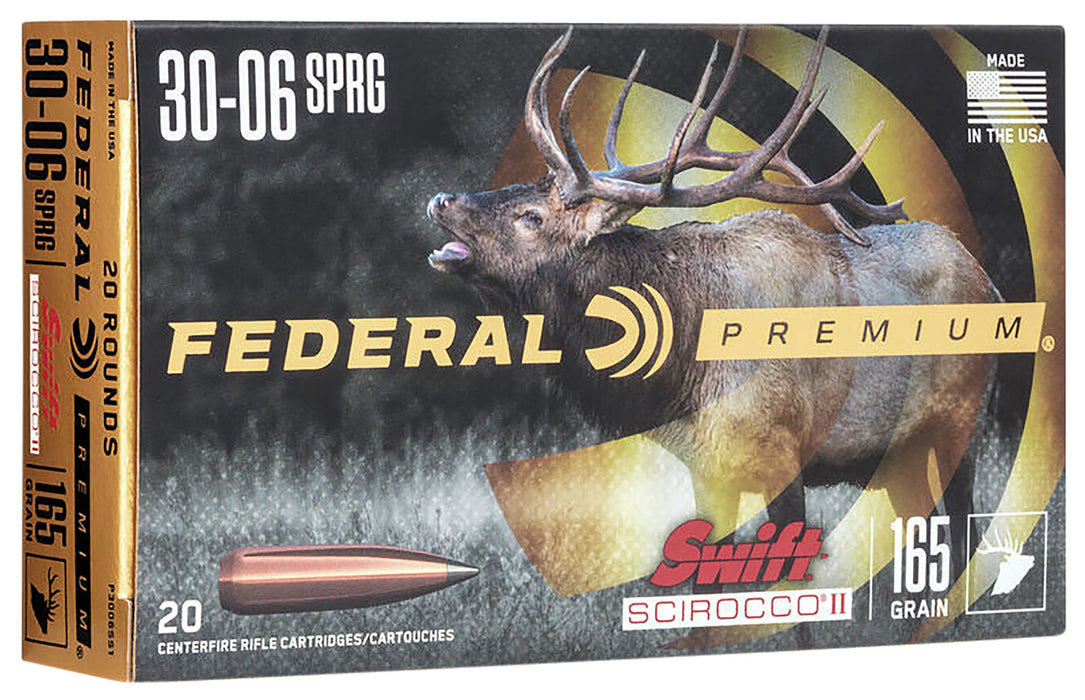Federal P3006SS1 Premium  30-06Springfield 165gr Swift Scirocco II 20 Per Box/10 Case