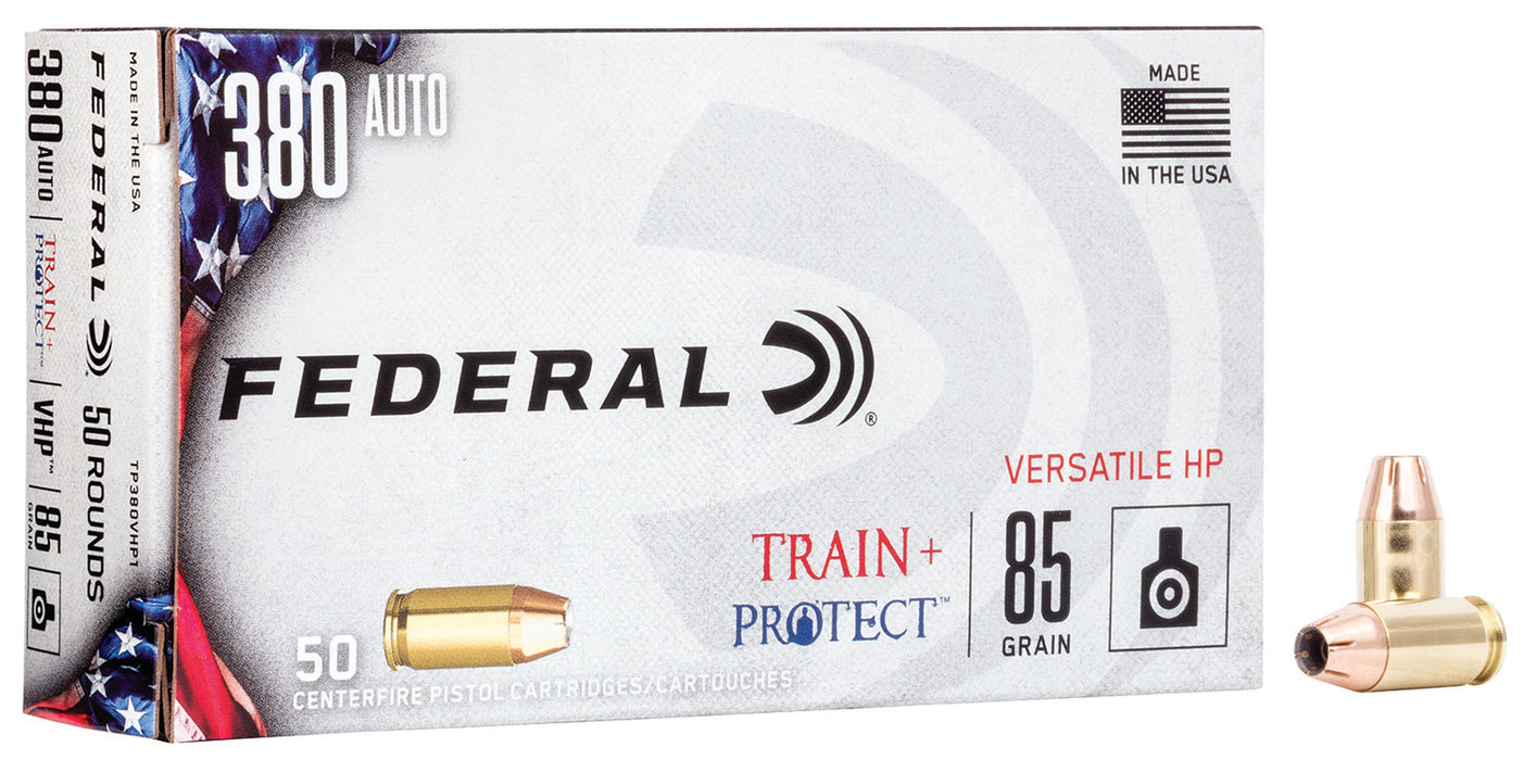 Federal TP380VHP1 Train + Protect  380ACP 85gr Versatile Hollow Point 50 Per Box/10 Case