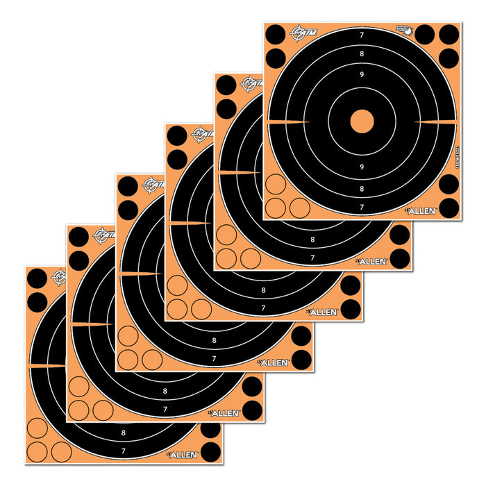 EZ-Aim 15316 Splash Reactive Target Self-Adhesive Paper Black/Orange 8" Bullseye Includes Pasters 6 Pack