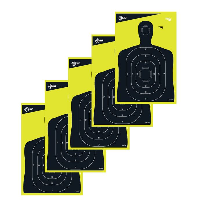 EZ-Aim 15330 Splash Reactive Target Silhouette Paper Hanging 12" x 18" Black/Yellow 5 Pack