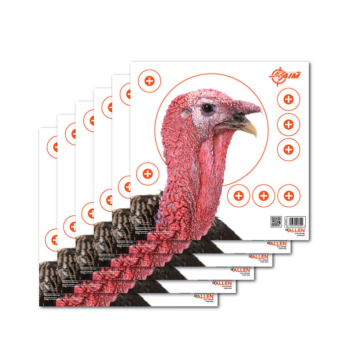 EZ-Aim 15322 Four Color  Turkey Hanging Paper Target, For Use With Shotguns, 12" x 12" Multi-Color 6 Pack