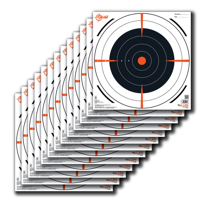EZ-Aim 15334 High-Quality  Bullseye Hanging Paper 12" x 12" Black/White 13 Per Pkg