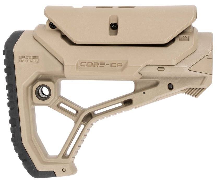 FAB Defense FXGLCORECPT GL-Core  Buttstock for AR-15/ M4 w/Adjustable Cheek-Rest Flat Dark Earth Fiberglass Reinforced Polymer