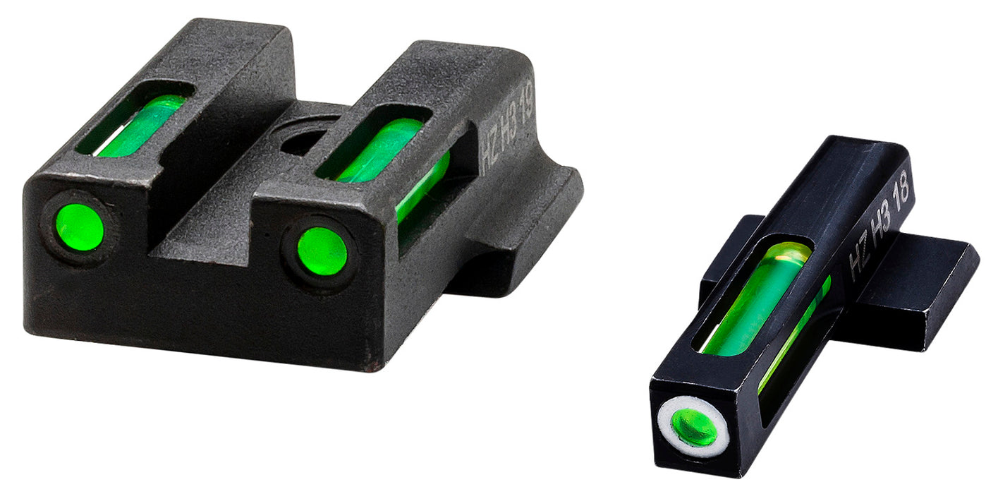 HiViz 9EZN321 LiteWave H3 Sight Set for S&W 9EZ Green Tritium White Outline Front Sight-Green Fiber Optic Rear Sight