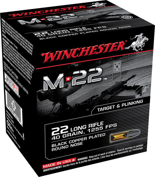 Winchester Ammo S22LRT M-22  22LR 40gr Black Copper Plated Round Nose 1000 Per Bx/2 Case *Bulk