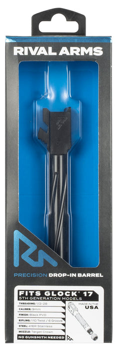 Rival Arms RA20G104A Precision V1 Match Grade 9mm Luger Compatible w/Glock 17 Gen5, 4.49" Threaded Black PVD Stainless Steel, Target Crown