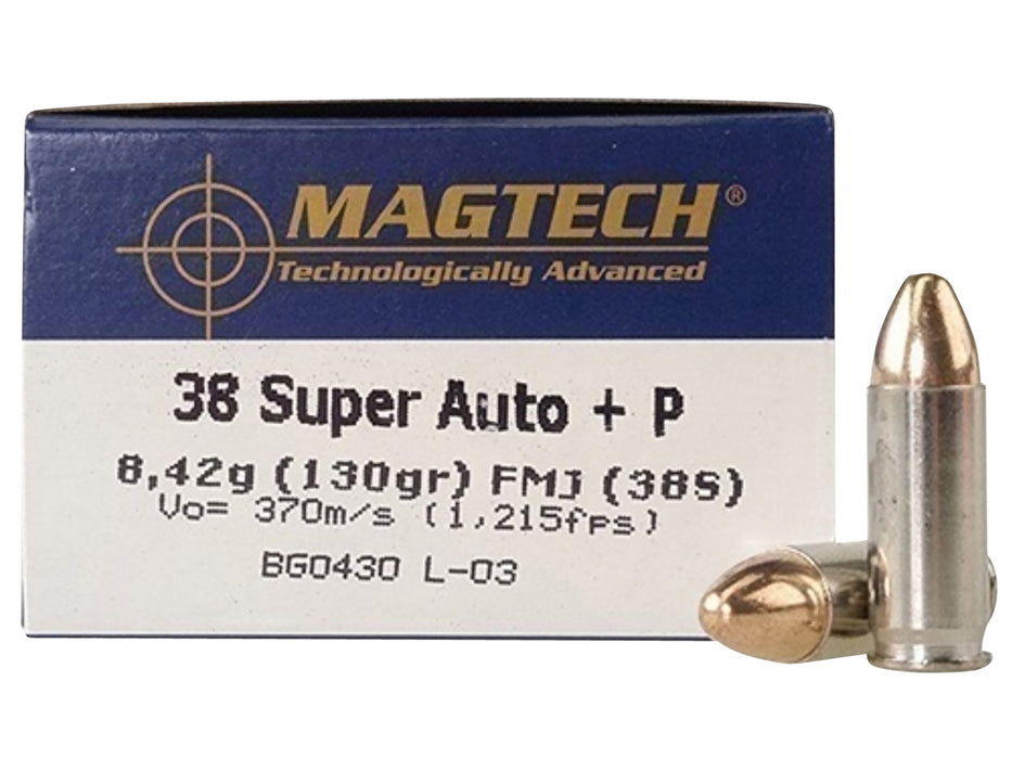 Magtech 38S Range/Training  38 Super +P 130 gr Full Metal Jacket (FMJ) 50 Per Box/20 Cs