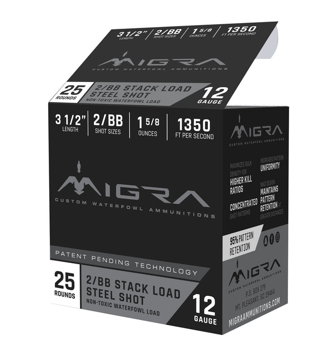 Migra Ammunitions M12LS2BB Combinational  12 Gauge 3.50" 1 5/8 oz 2, BB Shot 25 Per Box/10 Cs