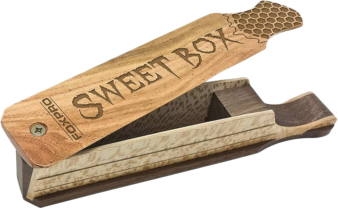 Foxpro SWTBOX Sweet Box  Box Call Turkey Sounds Attracts Turkeys Natural Honey Locust/Walnut Wood
