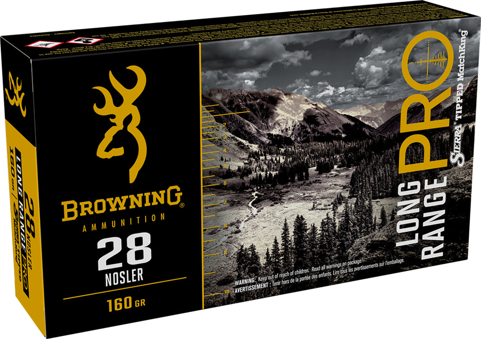 Browning Ammo B192500281 Long Range Pro  28Nosler 160gr Sierra MatchKing BTPT 20 Per Box/10 Case