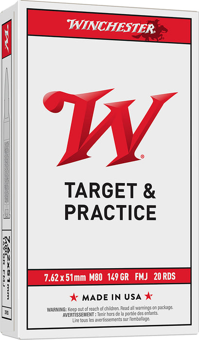 Winchester Ammo WM80 USA M80 7.62x51mmNATO 149gr Full Metal Jacket Lead Core 20 Per Box/25 Case
