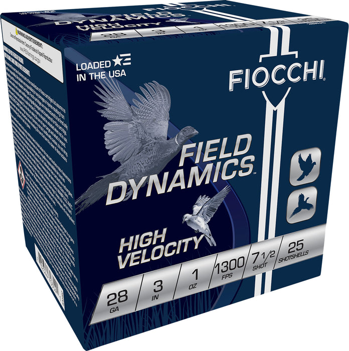 Fiocchi 283HV75 Field Dynamics High Velocity 28 Gauge 3" 1 oz 1300 fps 7.5 Shot 25 Bx/10 Cs