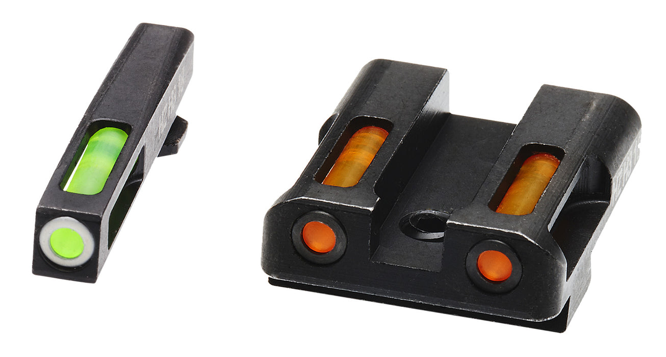 HiViz GLN425 LiteWave H3 Sight Set for Glock Green Tritium White Outline Front Sight-Orange Fiber Optic Rear Sight