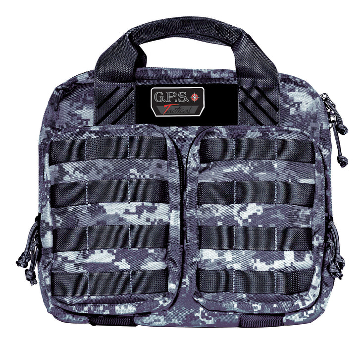 GPS Bags T1413PCG Double +2 Tactical Gray Digital 1000D Nylon Teflon Coating with Visual ID Storage System, Lockable YKK Zippers, MOLLE Webbing & Ammo Storage Pockets Holds UP To 4 Handguns