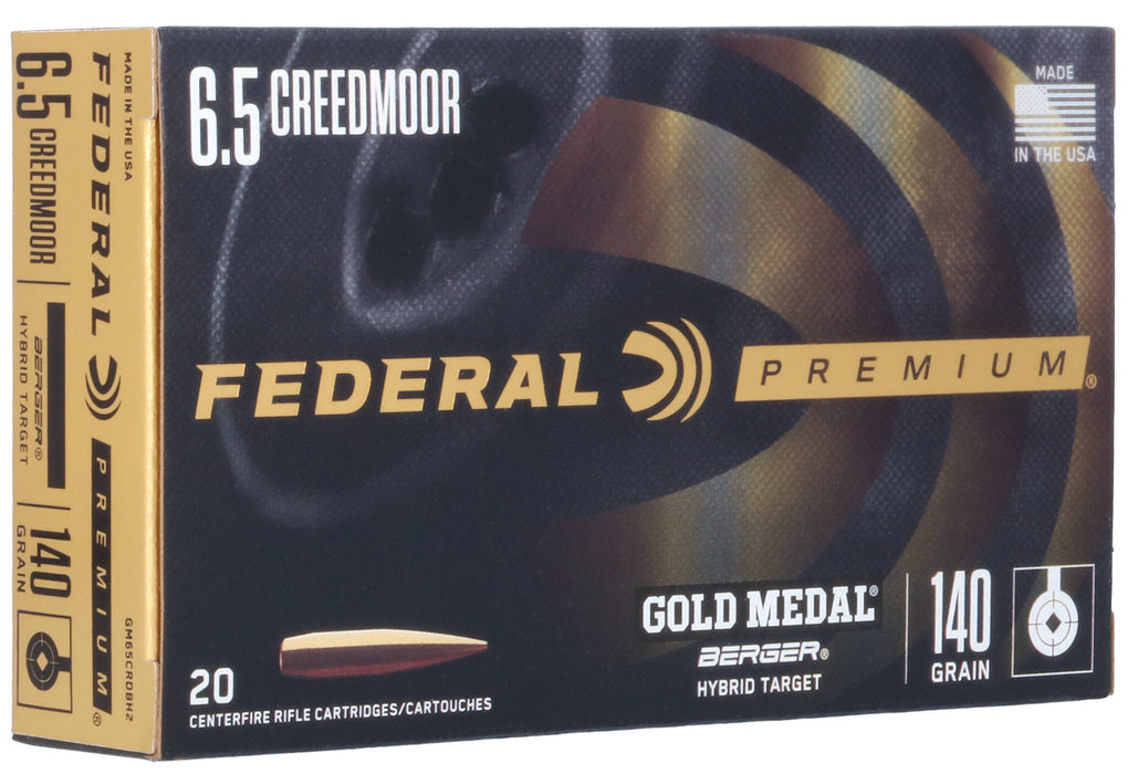 Federal GM65CRDBH2 Premium Gold Medal 6.5Creedmoor 140gr Berger Hybrid Target 20 Per Box/10 Case