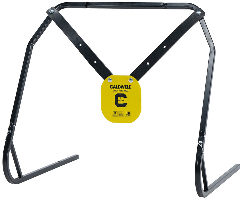 Caldwell 1140016 Gong & Target Stand  8" Yellow AR500 Steel Gong Hanging Includes XL Strap Hangers