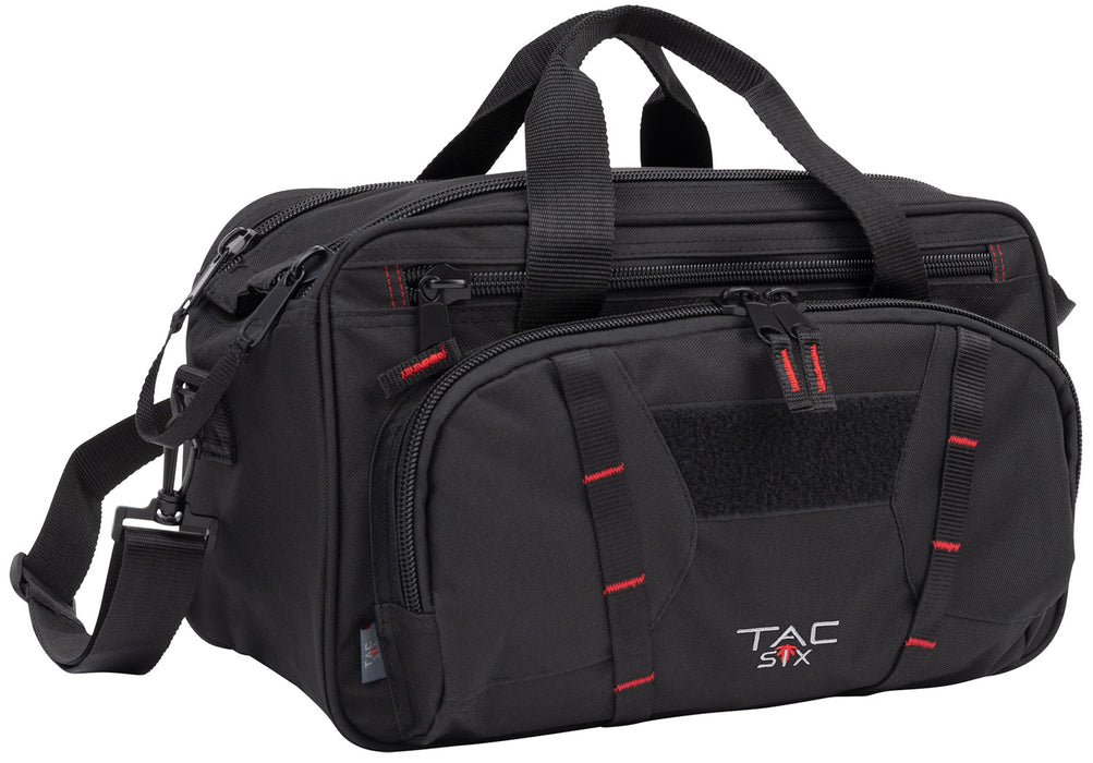 Tac Six 8247 Tactical Sporter Range Bag Black Endura with Removable Shoulder Strap, Pockets, Padded Pistol Rug & Exterior Webbing
