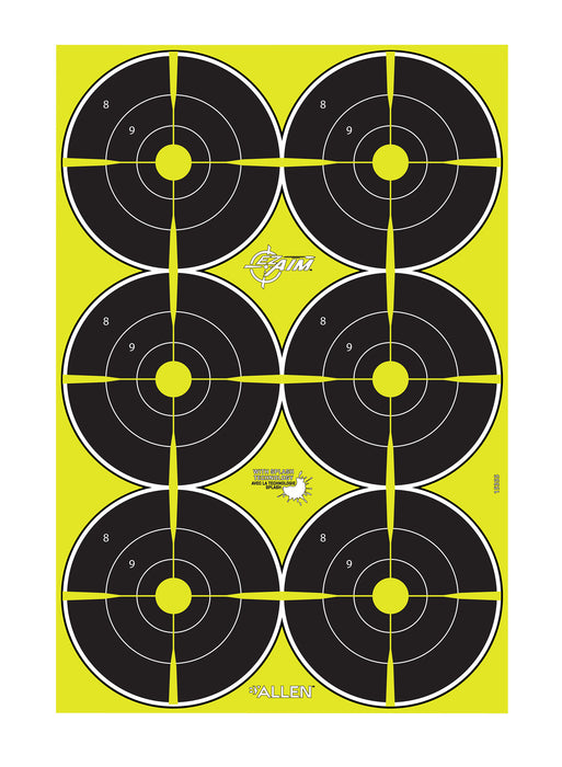EZ-Aim 15355 Splash Reactive  Bullseye Hanging Paper 12" x 18" Black/Yellow Yellow 8 Pack