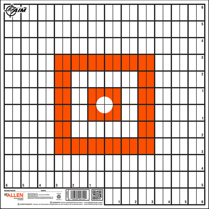 EZ-Aim 15495 Grid Target  Paper Hanging 12"x12" Orange/White 12 Per Pack