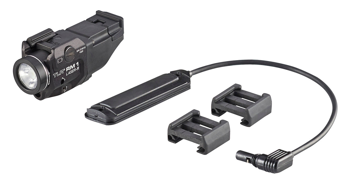 Streamlight 69445 TLR-1 RM w/Laser Black Anodized Aluminum, 500 Lumens White LED Bulb/Red Laser, 210 Meters Beam, Picatinny Rail Mount