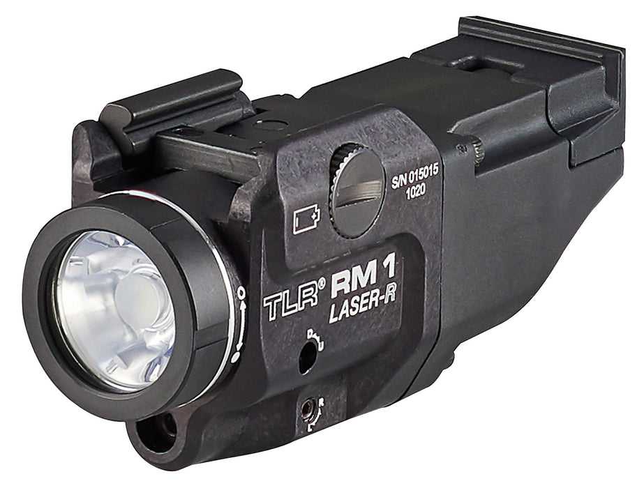Streamlight 69446 TLR-1 RM w/Laser Black Anodized Aluminum,  500 Lumens White LED Bulb/Red Laser, 210 Meters Beam, Picatinny Rail Mount