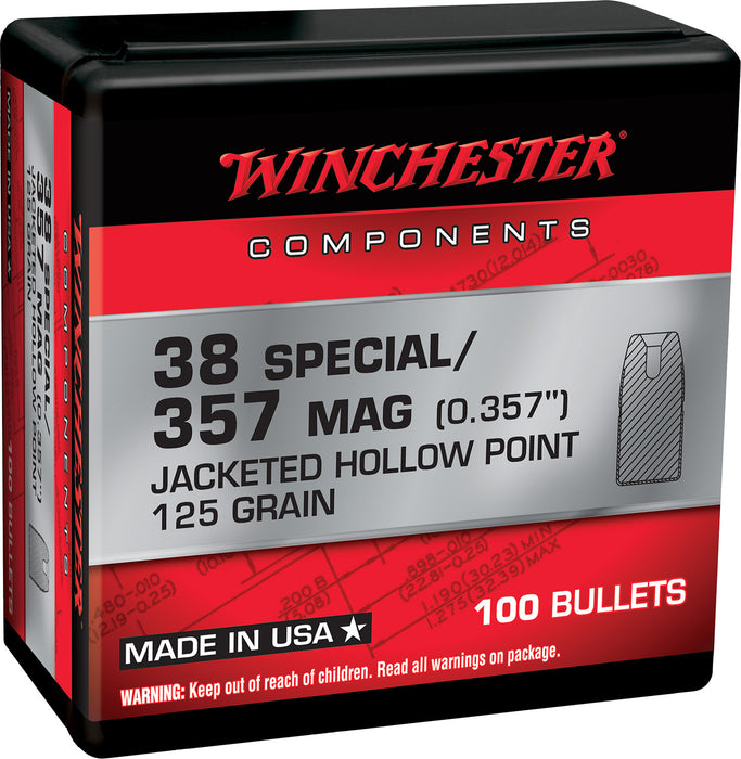 Winchester Ammo WB38HP125X Centerfire Handgun Reloading 38Special 125gr Jacketed Hollow Point 100 Per Box/10 Case