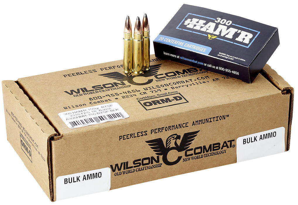 Wilson Combat A300HMR150BTSP HAM'R Boat Tail 300 HAM'R 150 gr Speer Boat Tail Soft Point 20 Per Box/ 10 Case