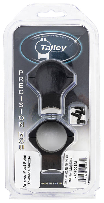 Talley 740700SM Scope Mount/Ring Combo  Black Anodized Aluminum 30mm Tube Remington 700/721/722/725/40X Medium Rings Short Action 20 MOA