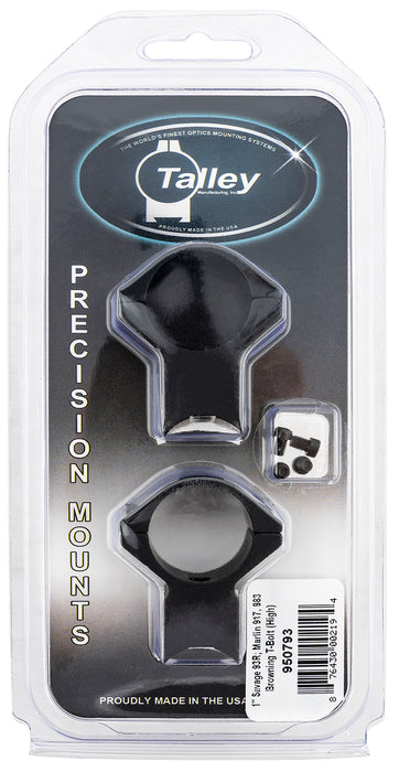 Talley 950793 Scope Mount/Ring Combo  Black Anodized Aluminum 1" Tube Savage 93R/B.Mag/Mark II High Rings 0 MOA