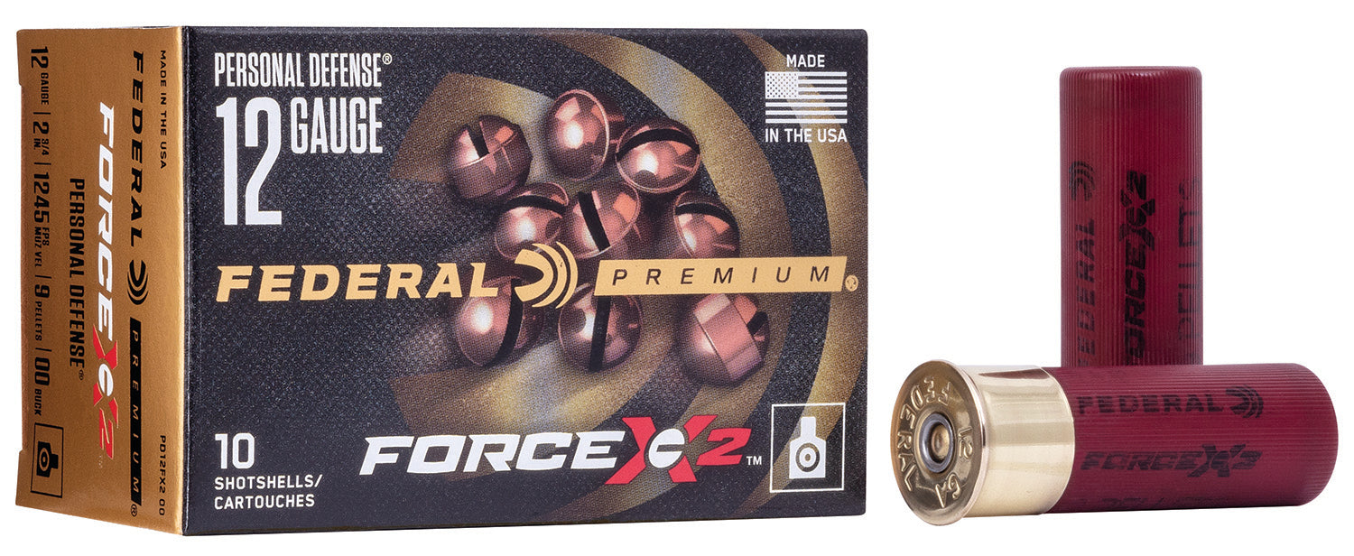 Federal PD12FX200 Premium Force X2 12Gauge 2.75" 9Pellets 00BuckShot 10 Per Box/25 Case