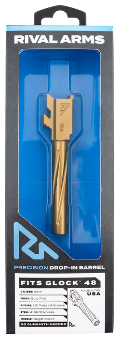 Rival Arms RARA20G801E Precision V1 Match Grade 9mm Luger 4.17" Gold PVD Stainless Steel, Fits Glock 48