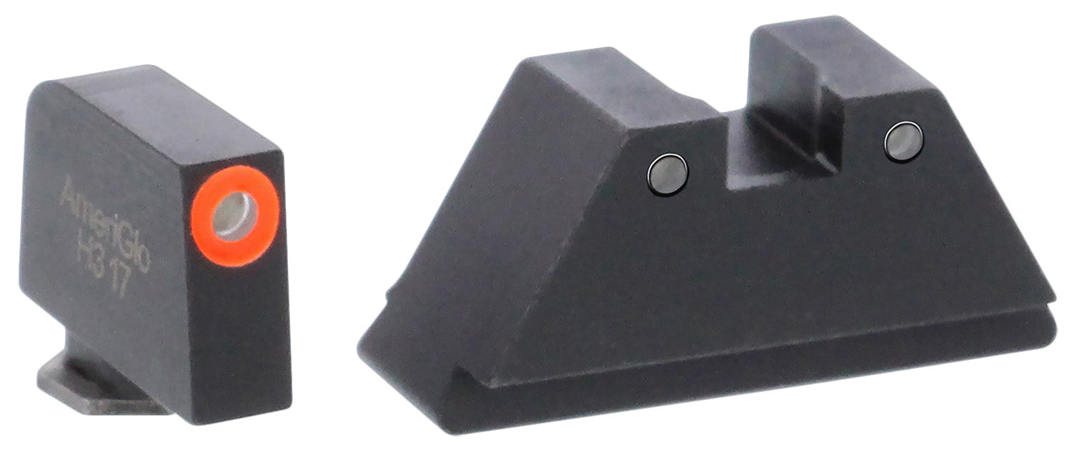 AmeriGlo GL452 Optic Compatible Sight Set for Glock  XL Tall Green Tritium Orange Outline Front Sight-Green Tritium Black Outline Rear Sight