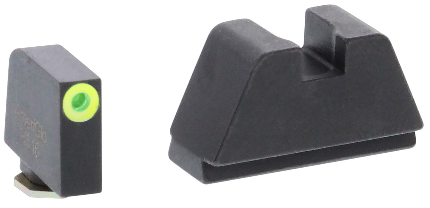 AmeriGlo GL681 Optic Compatible Sight Set for Glock  2XL Tall Green Tritium LumiGreen Outline Front Sight-Black Rear Sight