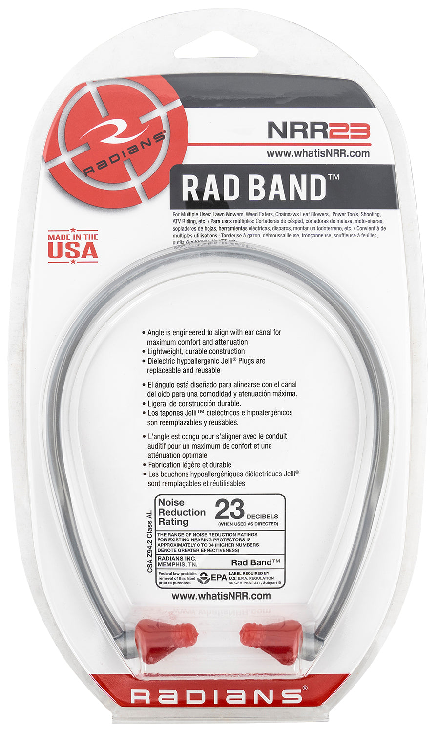 Radians RB1150 Rad-Band 23 dB Behind The Neck Gray Adult 1 Pair — AmmoJoy