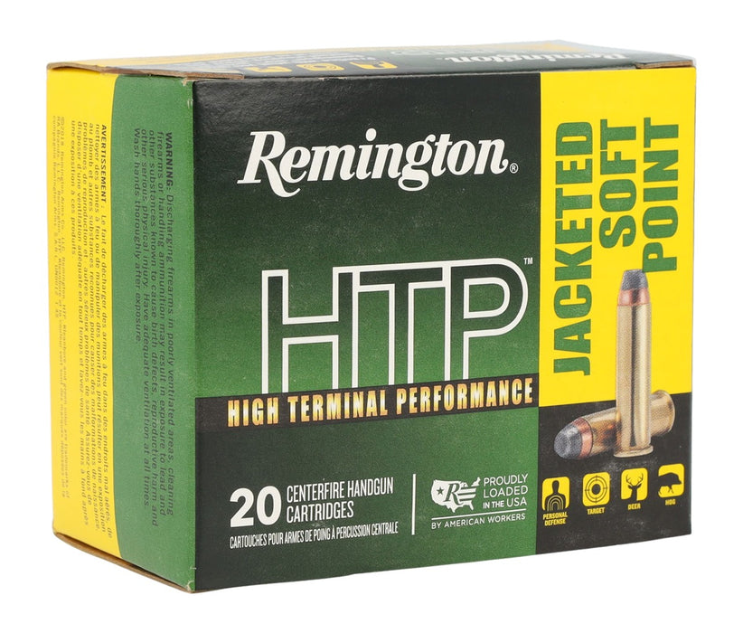 Remington Ammunition 23002 HTP  44RemMag 240gr Jacketed Soft Point 20 Per Box/25 Case