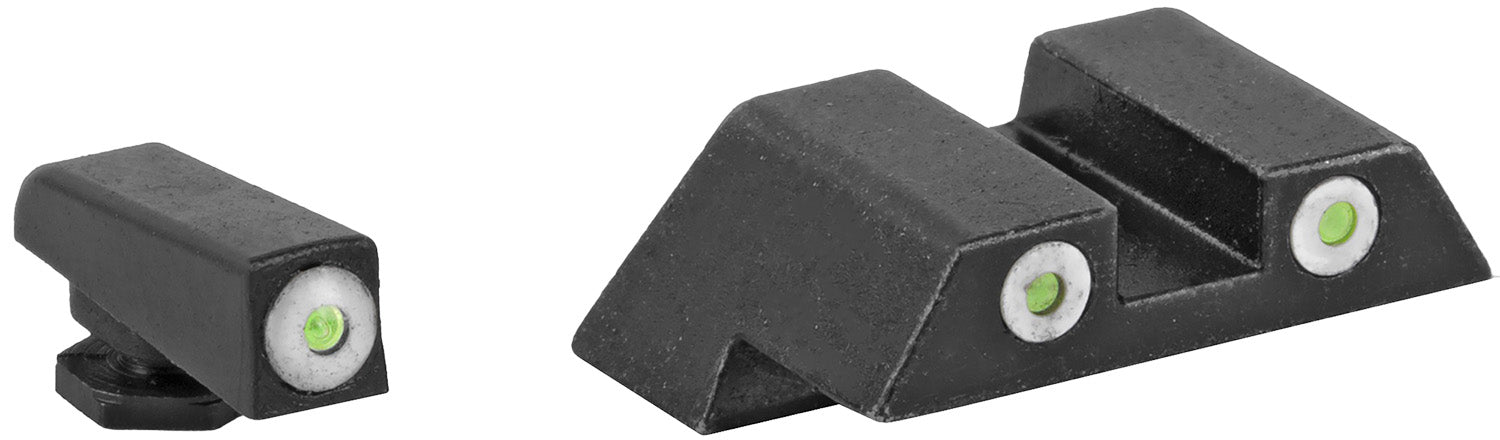 ATI ATINSGLOLF ATI Night Sight Glock Large Frame  Green Tritium White Outline Front Sight-Green Tritium White Outline Rear Sight