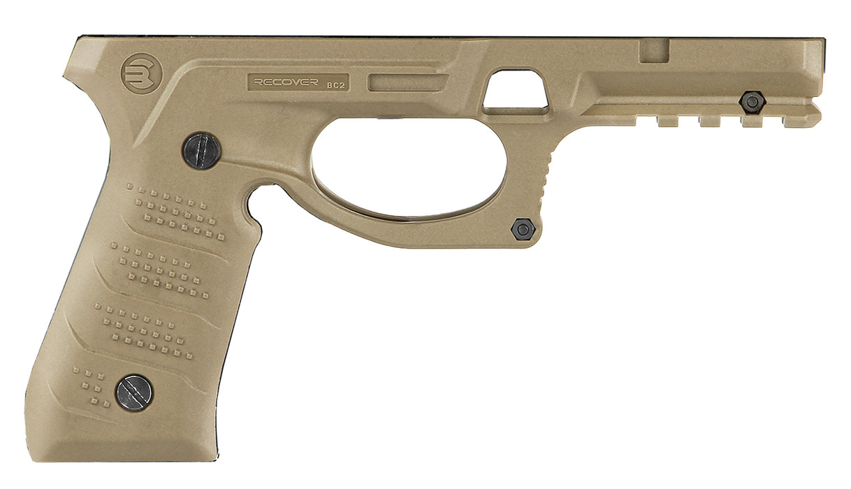 Recover Tactical BC2-02 Grip & Rail System  Tan Polymer Picatinny for Most Beretta 92 & M9 Models