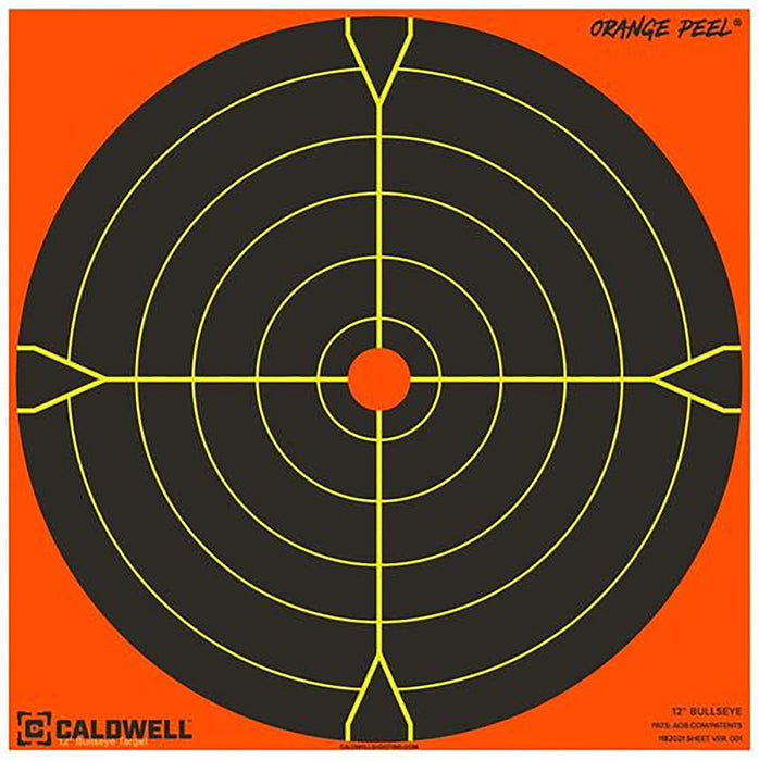 Caldwell 1166107 Orange Peel  Self-Adhesive Paper Black/Orange 5.50" Bullseye 10 Pack