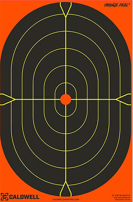 Caldwell 1175517 Orange Peel  Self-Adhesive Paper Black/Orange 12"x18" Oval Silhouette 5 Pack